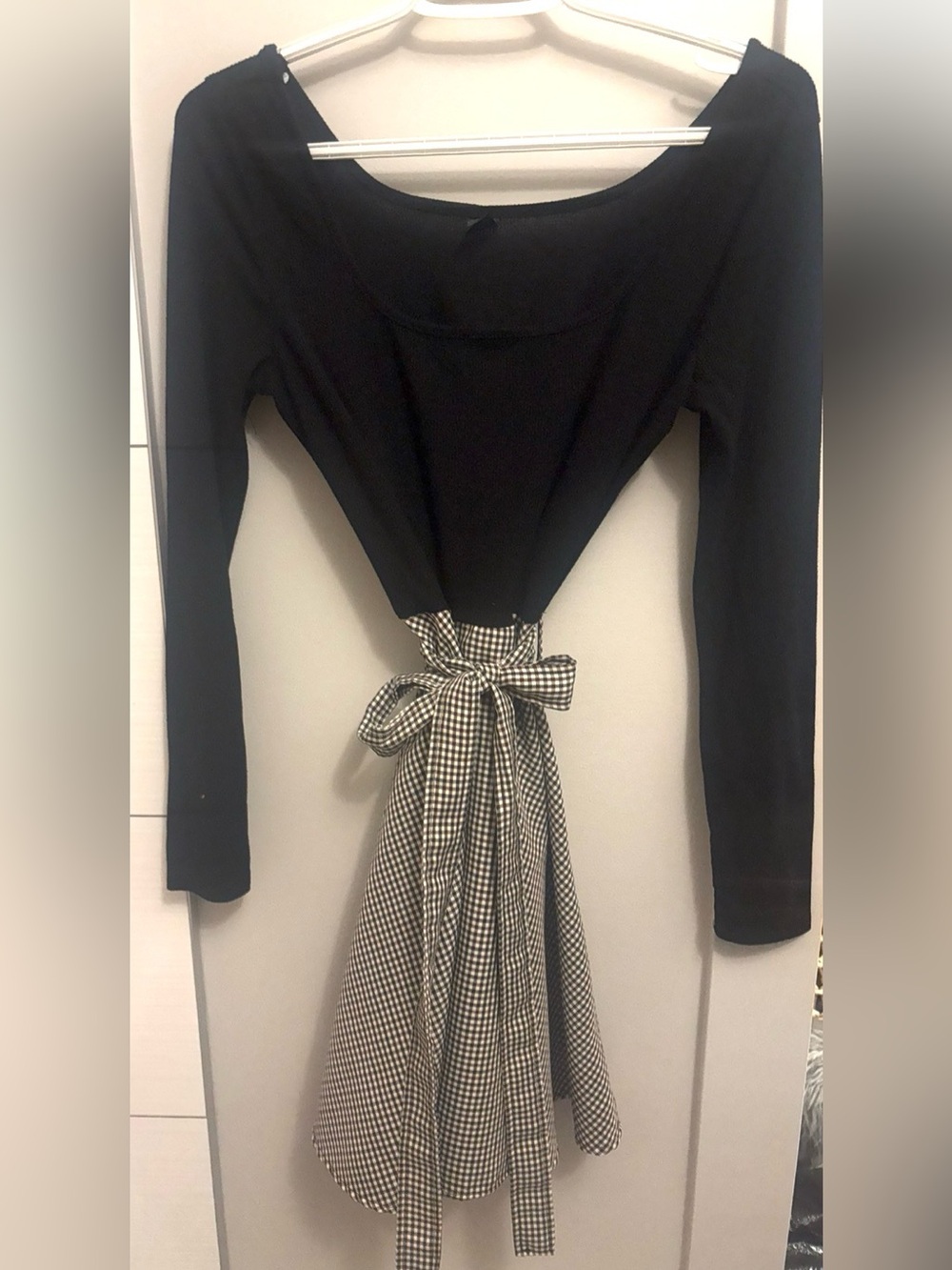 Black & White Houndstooth Fit-and-Flare Dress